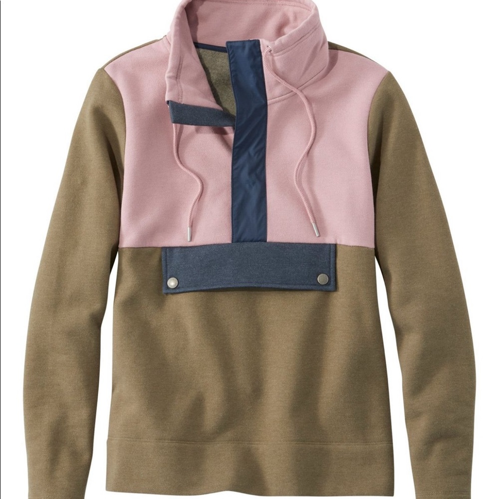 L.L. BEAN signature organic sweatshirt Anorack color block sz. L